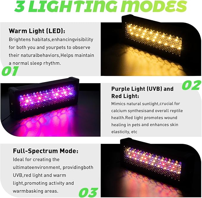 UVB Light for Reptiles,Dimmable Brightness LED Reptile UVB Lamp,Adjustable 6/10/12-Hour Cycles, 9W 5INCH Reptile UVB Light Bar for Bearded Dragon,Gecko,Turtle,Snake,Lizard