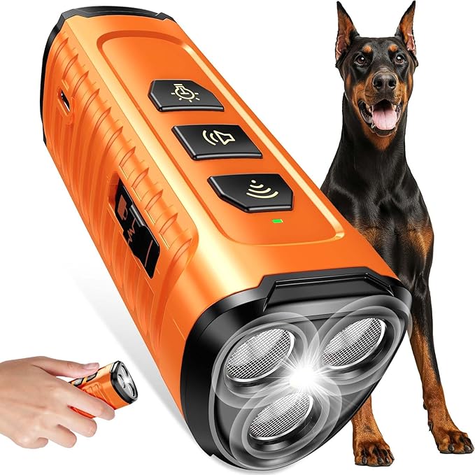 Dog Bark Deterrent Device 3X Anti Barking Device for Dogs, 5 Modes Stop Neighbors Dog Barks No More Safe for All Dogs 50FT Bark Control Indoor Outdoor with Flashlight,Dog Training Device