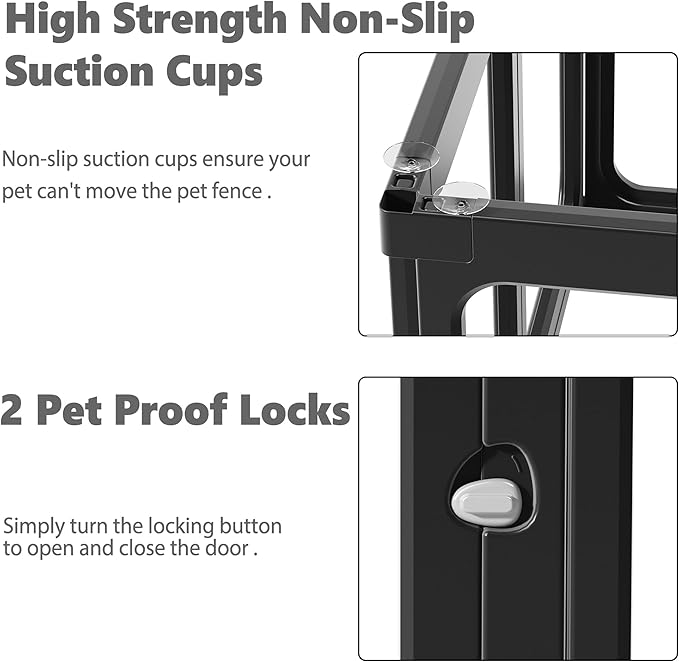 Clear Acrylic Dog Playpen with Door, for Puppy Rabbit Transparent Pet Pen, Black Dog Playpen Indoor, Dog Fence, Easy Assemble & Cleaning Dog Pen for Small & Medium Dogs (23.6“ Height, 10PCS)