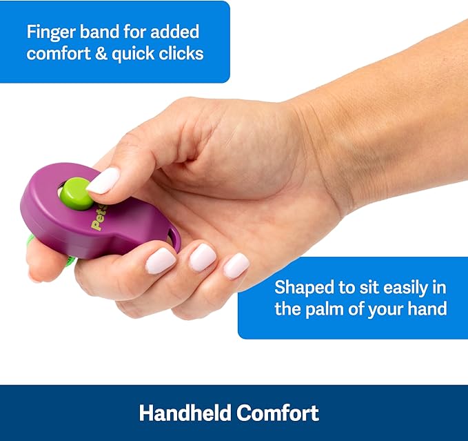 PetSafe Clik-R Training Tool - Positive Behavior Reinforcement - Ergonomic Design - Compact Finger Band - Daily Training Accessory - Clicker for Dogs & Cats - Purple