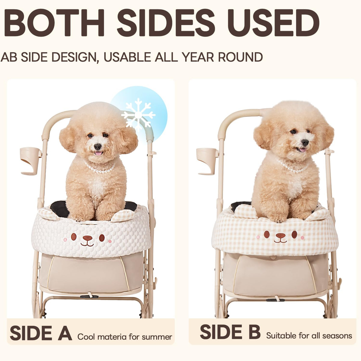 Stroller Cover for Pets, Removable & Washable Dog Stroller Cushion, Cushion & Cover for Dogs & Cats, Blue