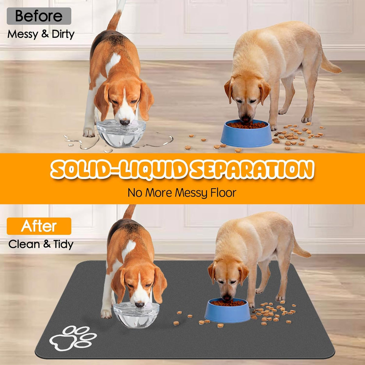 Dog Food Mat, 36" x 24" Extra Large Absorbent Dog Mat for Food and Water, Non Skid Cat Bowl Mat, No Stains Quick Dry for Pet Water Dispenser Pet Supplies for Messy Drinkers