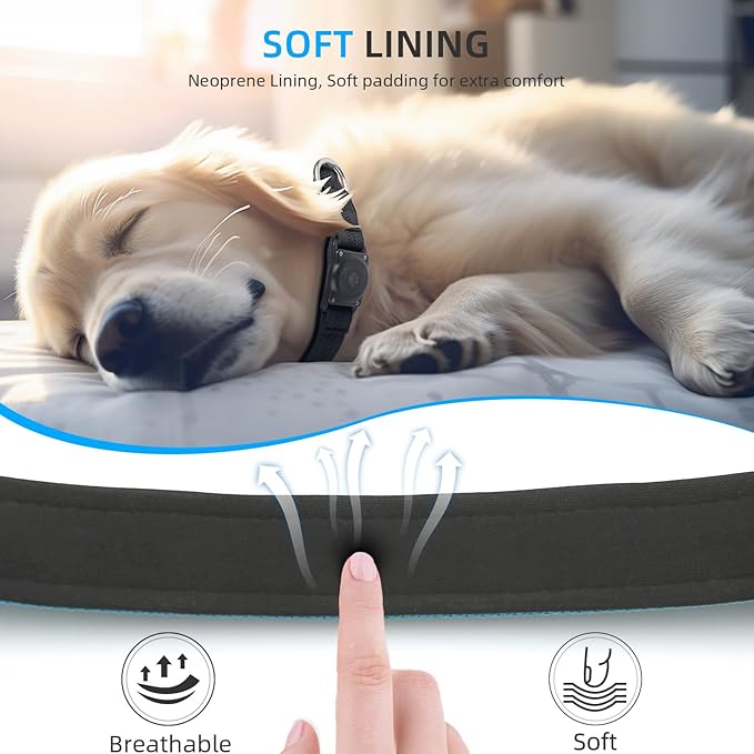 Upgraded AirTag Dog Collar, IP68 Waterproof Air Tag Dog Collar Holder, Reflective, Ultra-Durable, Comfortable Padded, Heavy Duty Dog Collars for Small Medium Large Dogs (L (14.8"-20.3"), Blue)