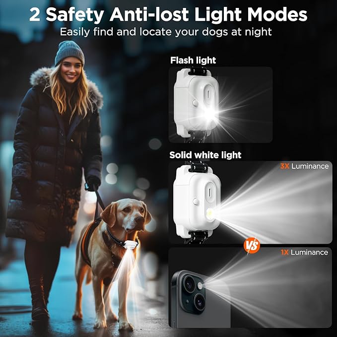 Dog Shock Collar 2 Dogs, 3300ft Dog Training Collar with Remote, IPX7 Waterproof Rechargeable Sleek Modern for All Dogs with Beep, Vibration, Safety Shock, Light Mode, 8-120 lbs NF