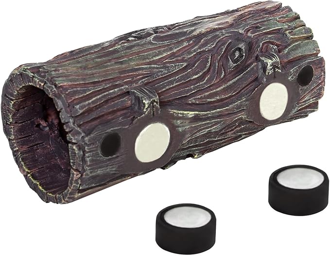 REPTIZOO Magnetic Reptile Hide Cave Resin Hollow Tree Trunk Hideout, Gecko Hide with Strong Magnetic Climbing Toy Reptile Tank Accessories for Crested Gecko,Lizard, Terrarium Decor