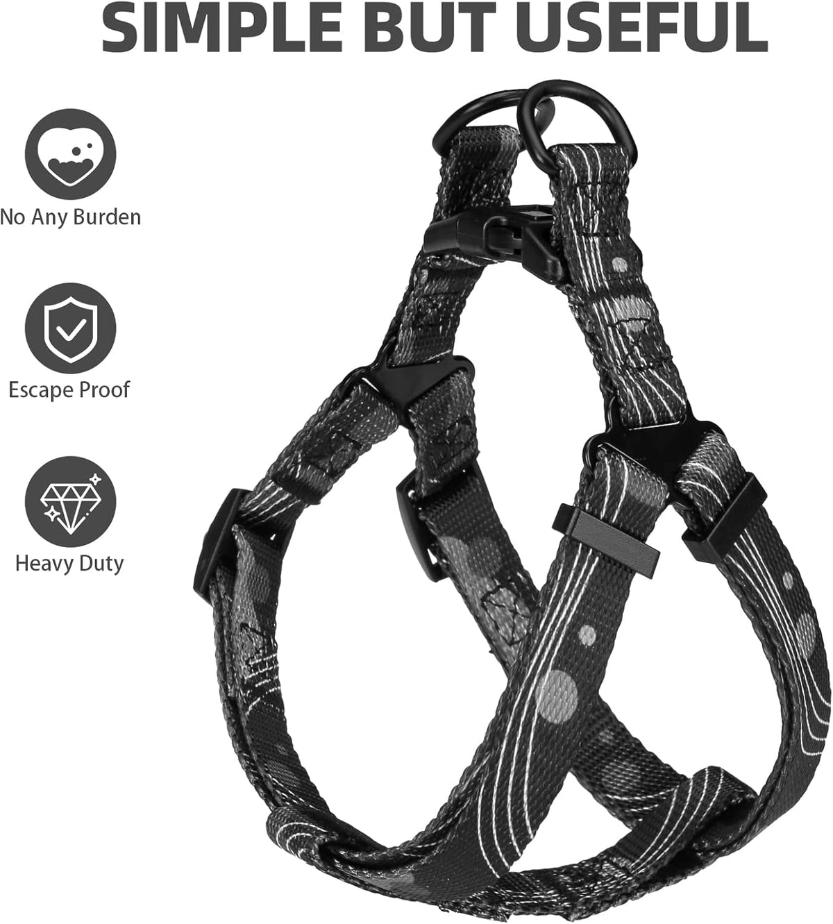 PUPTECK No Pull Dog Harness Soft Adjustable Basic Nylon Step in Puppy Vest Outdoor Walking with Leash Medium