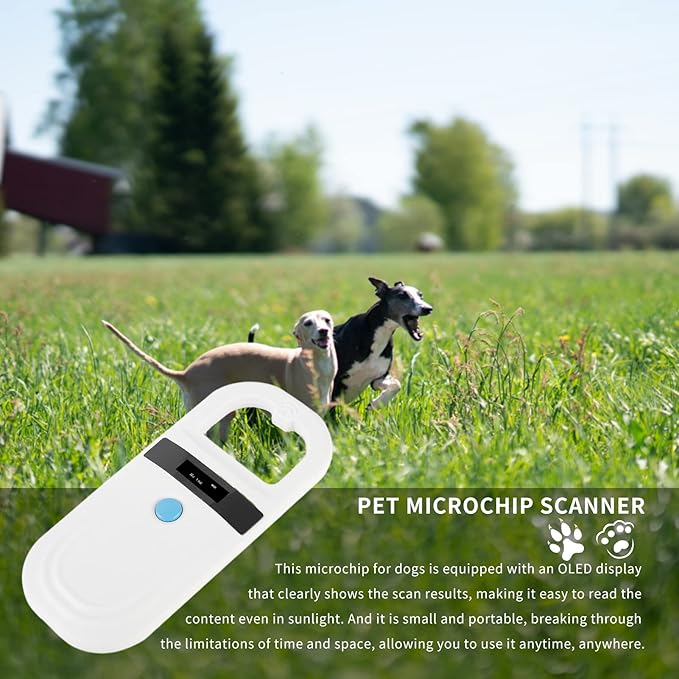 Gugxiom Pet Microchip Scanner, 134.2Khz/125Khz Pet Microchip Reader with OLED Display, Low Battery Alarm Animal Chip ID Scanner for FDX B(ISO11784/11785) and EMID microchips