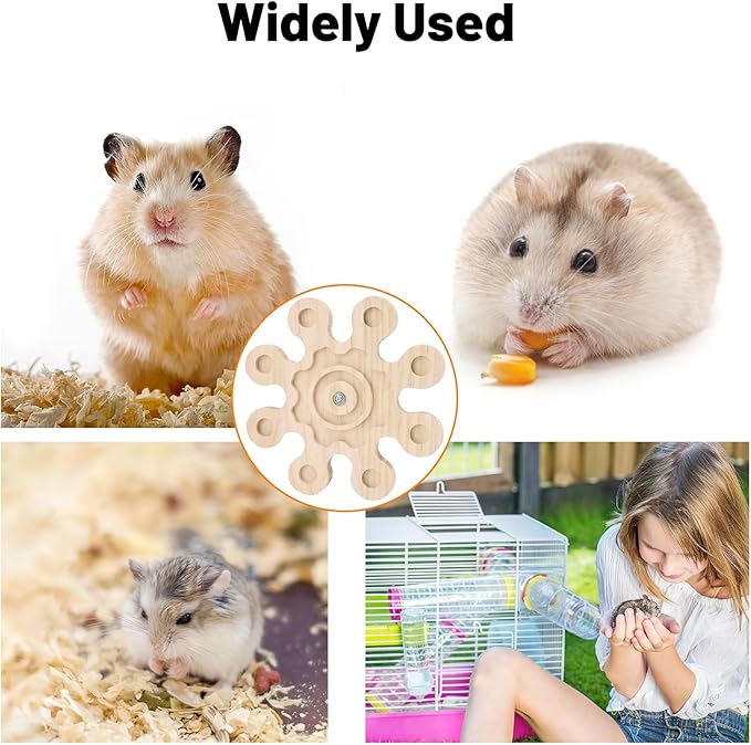 2Pcs Rotating Chinchilla Chew Toys, Natural Wood Hamster Chew Toys for Teeth with Rotating Snowflake Shape, Suitable for Chinchilla Cage and Other Rat Cage Accessories