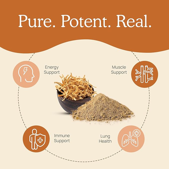 Real Mushrooms Supplement Capsules - Cordyceps Mushroom Powder Rich in Beta Glucans - Mushroom Pills Cordyceps for Energy and Performance - Vegan, Non-GMO, No Grain Fillers, 120 ct