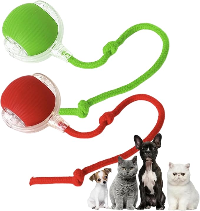 2 Packs Interactive Cat Toy,Electric DogBall Toy,Cat Toys For Indoor Cats,Chewie Viral Dog Ball,Adjustable Sports Rolling Toy,Electric Rolling Ball Christmas Birthday Gift for Pets.(Red&Green)