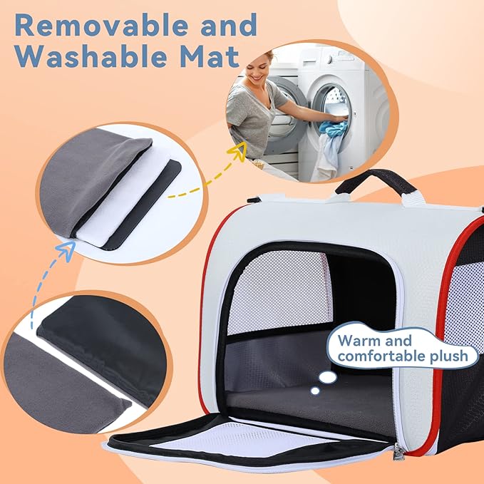 A4Pet Cat Carriers Dog Carrier Pet Carrier, TSA Airline Approved Small Dog Carrier for Cats Dogs Puppies (Up to 15lbs), Washable Soft-Sided Collapsible Travel Puppy Carrier
