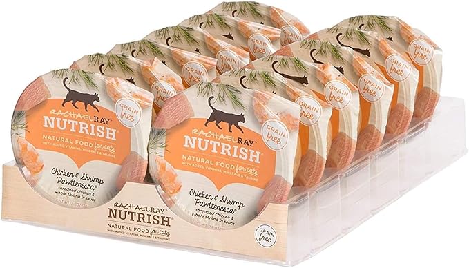 Rachael Ray Nutrish Natural Wet Cat Food, Chicken & Shrimp Pawttenesca Recipe, 2.8 Ounce Cup (Pack of 12), Grain Free (6303370281)