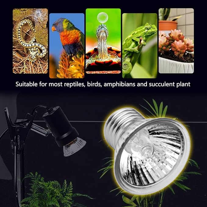 DOMICA 4-Pack 50W UVA UVB Light Bulbs for E27 Reptile Heat Lamp, Basking Spot Light Simulated Sunlight, Heating Lamp for Turtle, Lizard, Snake, Beared Dragon, Amphibians