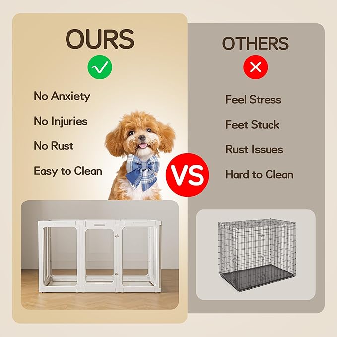 Jalove 30" H Clear Acrylic Plastic Dog Playpen Indoor, 10PCS for Puppy Cat Rabbit Ferret Transparent Pet Pen, Easy Assemble Whelping Crate Kennel Cage Enclosure, Ideal for Small to Medium Dogs, White