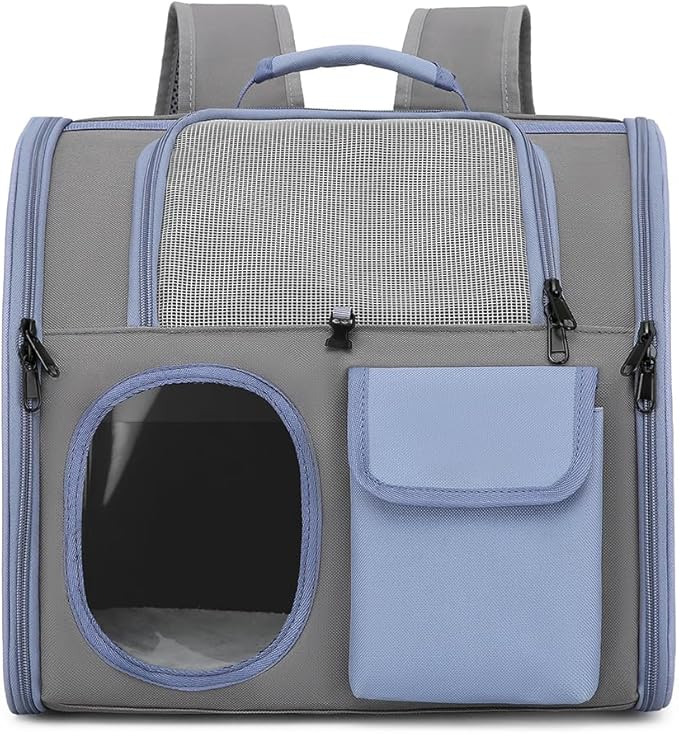 Cat Dog Carrier Backpacks,Pet Backpack Carrier, Bubble Backpack Pet Carriers with Breathable Mesh for Cats Small Dogs Puppies Animals for Travel, Hiking, Camping or Outdoor Use (Blue)