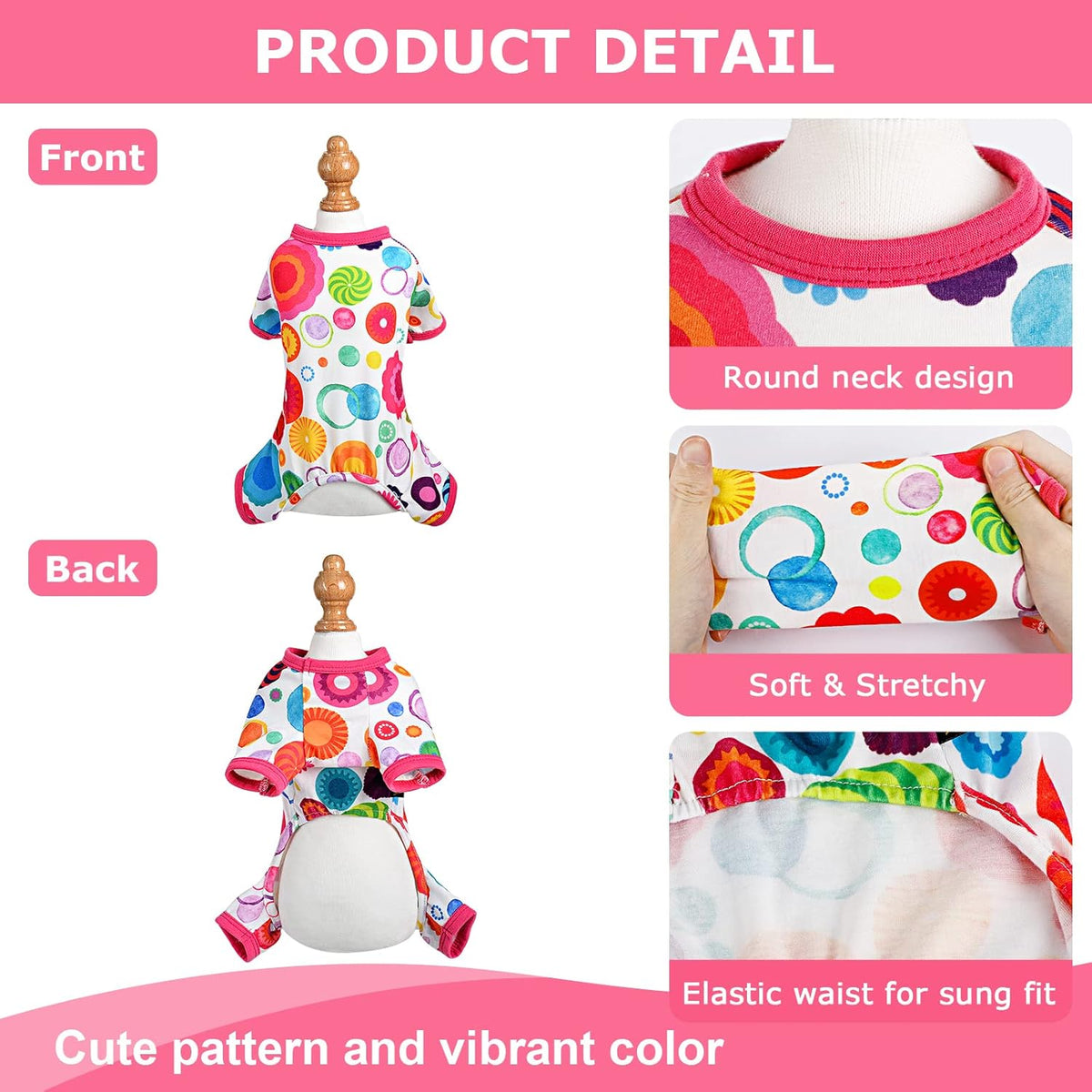 Dog Pajamas Pjs Summer Dog Clothes for Small Dogs Girl - Boy - Medium Size Dogs, Soft Stretchy Puppy Clothes Fall XS Doggie Onesies Cat Pet Jammies Outfit (Floral Pink, X-Small)