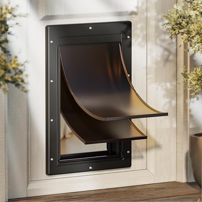 Never Rust Plastic Dog door, Large Doggy Door, Doggie Door for Easy Install in Interior and Exterior Doors or Wall, Double Magnetic Flaps, Closing Panel, Pet Door for Pet Up to 100lb (Large)