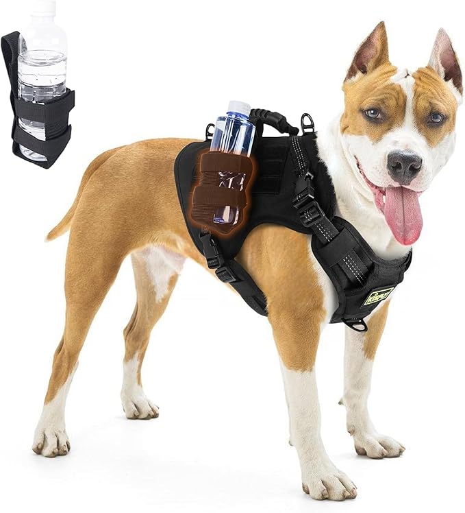 Tactical Dog Harness with Reflective Material, Adjustable Heavy-Duty No Pull Harness, Tear-Resistant Dog Tactical Vest with Handle, Breathable Outdoor Gear for Training, Hiking, Walking, Black S
