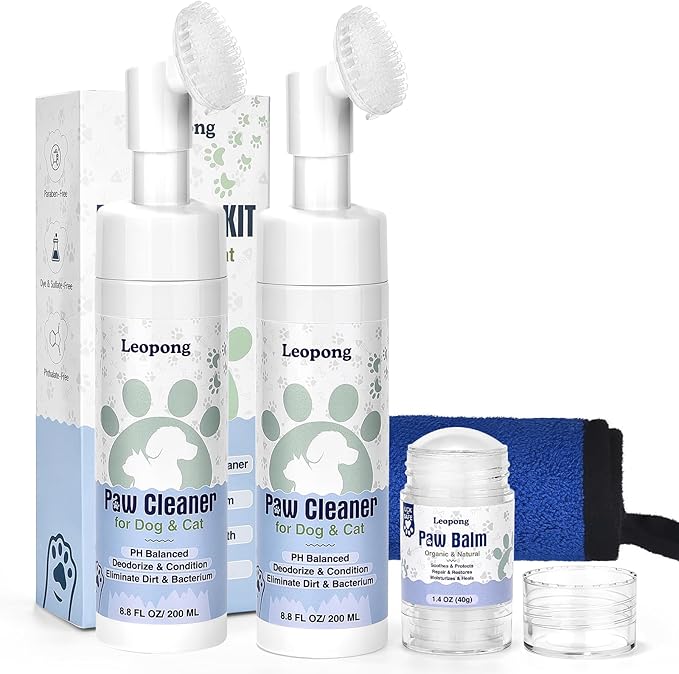 Dog Paw Care Kit- 2 Packs Cleaner for Dogs Large Medium Small XL Breed-Dog Paw Balm for Heals - Repairs & Restores Dry - Cracked Paws & Nose Protector for Pet Foot Washer Care