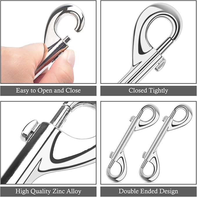 ERKOON 15 Pack Double Ended Bolt Snap Hooks Extra Large 4.7inch Zinc Alloy Mental Clips Heavy-Duty Trigger Snaps for Horse Tack Water Bucket Feed Bucket Dog Leash Horse Pet Sling, 220LBS Load Capacity