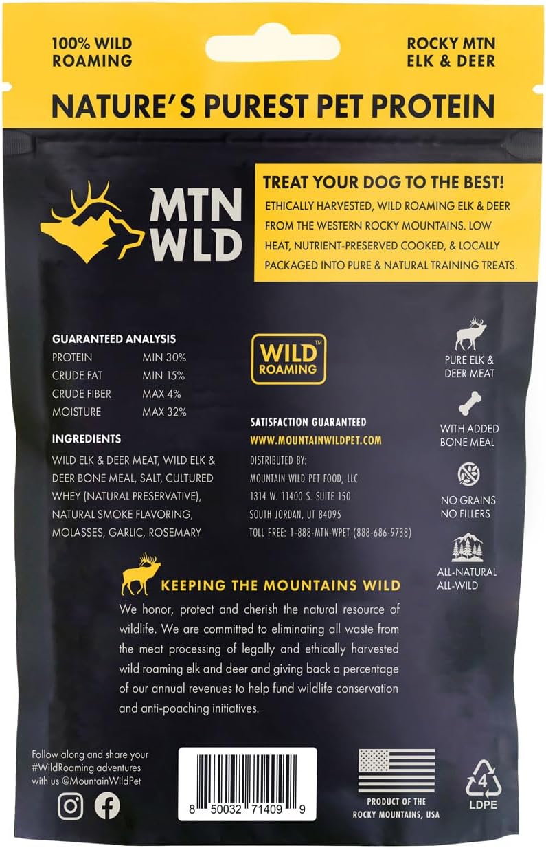 Training Treats for Dogs & Puppies – Elk & Venison Protein Puppy & Dog Treat – High Value, All-Natural, No Fillers, Grain-Free, No Artificial Preservatives – 4oz, 2 Bags