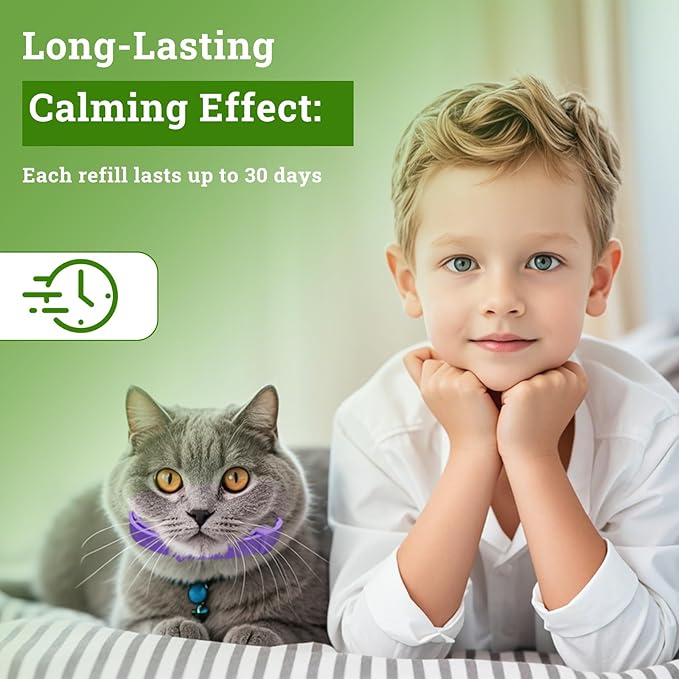 2 Diffusers& 6 Refills +2pcs Calming Collar Cat Calming Diffuser, Plug in Diffuser Cat Pheromone Calming Diffuser Starter Kit Helps Ruduce Anxious, Anti-Stress & Comforts Cats