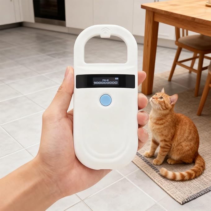 Pet Scanner, 134.2Khz Microchip Reader, Handheld, 0-5.9 in Read, OLED Display, Emid Fdx-B Compatible, for Pet Id Tracking