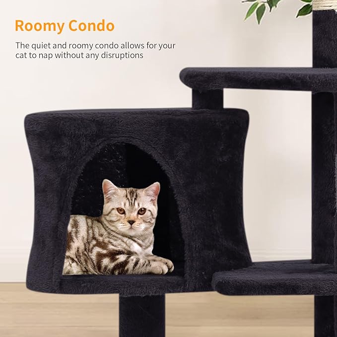 BestPet Cat Tree 36 inch Tall Scratching Toy Activity Centre Cat Tower Cat Condo Multi-Level Furniture Scratching Posts for Indoor Cats,Dark Gray
