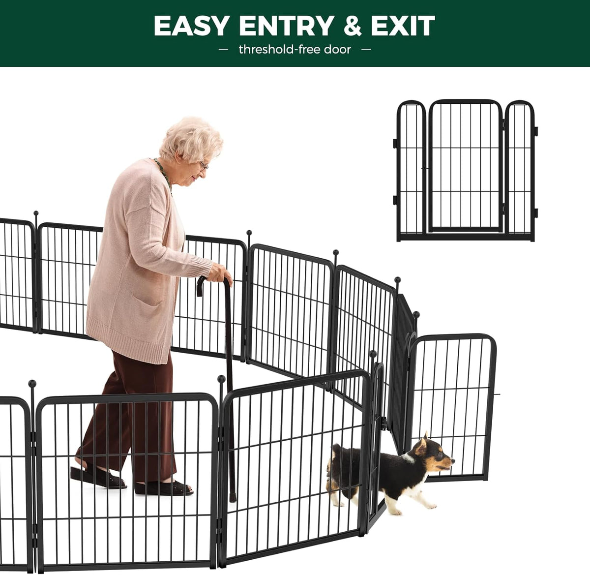 FXW Rollick Unleashed Dog Playpen for Indoor, Yard, RV Camping, 24 inch 16 Panels for Small and Puppy Dogs, Black│Patented