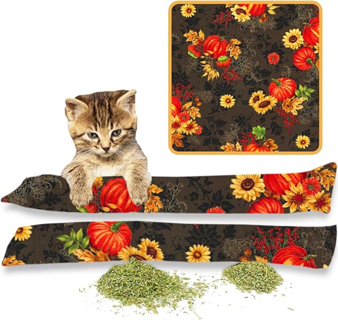 Catnip Kicker Toys – 15" Set of 2, Durable Cat & Kitten Kick Sticks, 100% Potent Catnip. Made in USA. Encourages Exercise & Play for Cats of All Breeds. Interactive Toy Relieves Boredom (Festive Fall)