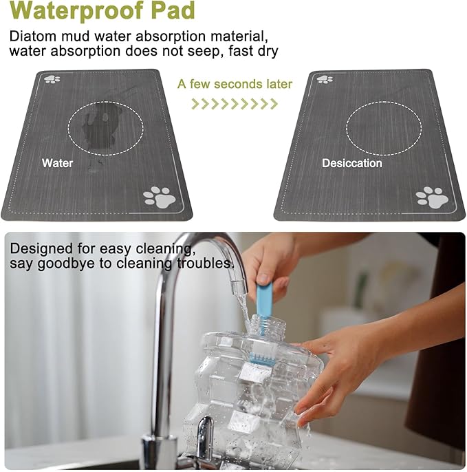 RIZZARI Automatic Dog Water Dispenser：8L Lagre Stainless Steel Raised Pet Water Bowl Gravity Feeder with Filter & Waterproof Mat - Indoor/Outdoor Pet Feeder