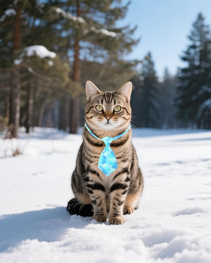 PET SHOW 10 Pack Winter Small Dog Ties Neckties for Doggies Cats Adjustable Neck Ties Girl Boy Pets Snowflake Costumes Puppy Grooming Accessories Holiday Party Gift Favor