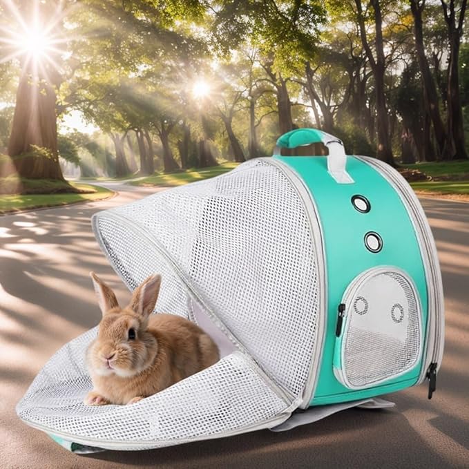 Back Expandable Backpack for Small Animals, Portable Travel Bag Breathable Pet Carrier Cages for Bunny, Guinea Pig, Bearded Dragon, Lizard, Rabbit, Squirrel, Tortoise, Kitten, Sugar Glider
