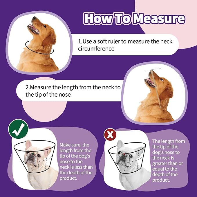 Dog Cone for Large Dogs After Surgery, Soft Dog Cone Collar for Dogs to Stop Licking, Adjustable Comfy E-Collar Alternative Lightweight Post-Surgery Recovery Elizabethan Collar for Pet