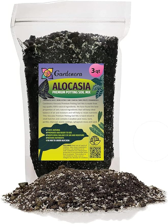 GARDENERA Alocasia Plant Potting Soil - Enhance Leaf Beauty and Health with Professional Grade Nutrient-Rich Mix - 3 Quart