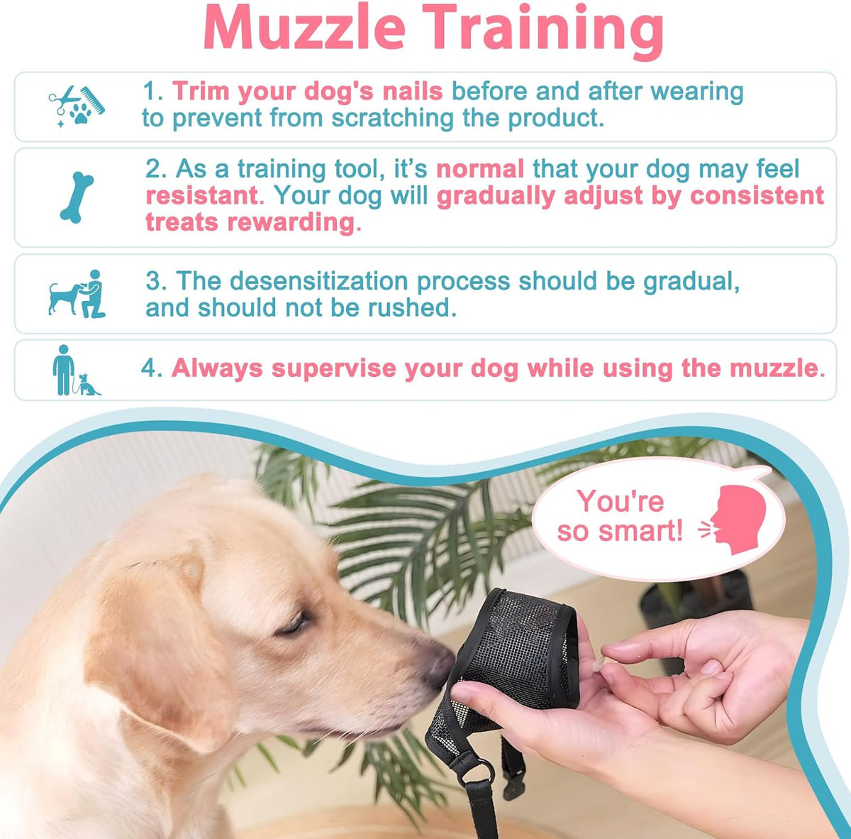 LUCKYPAW Dog Muzzle, Mesh Muzzle for Large Medium Small Dogs, Soft Mouth Guard for Biting Chewing, Breathable Mouth Guard with Adjustable Strap for Training(Black, L(Snout:9.75"-11"))