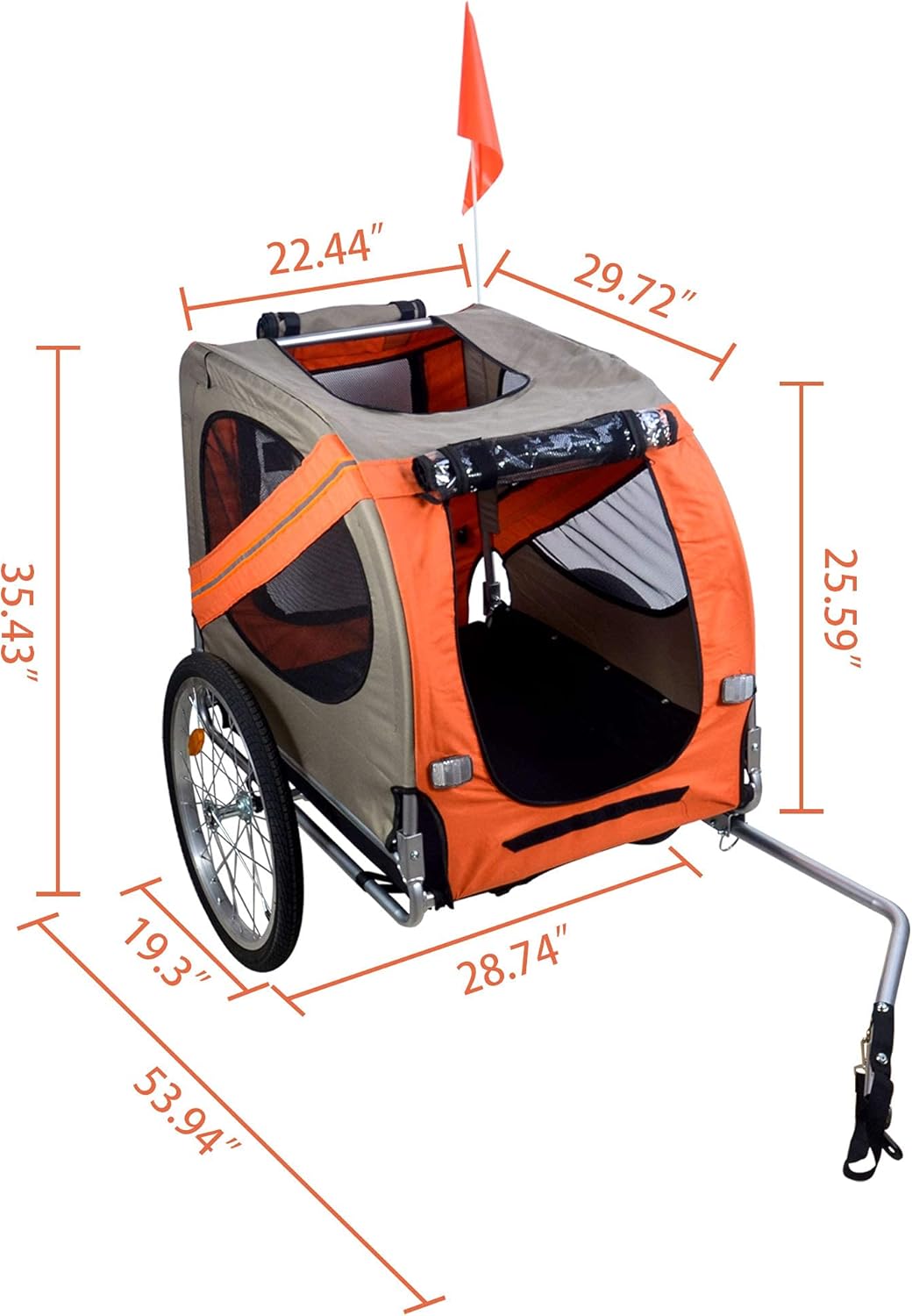 H&B Luxuries Pet Bike Trailer Load 68 Pounds, Suitable for Big and Small Dogs, Folding Storage, Detachable, Easy to Install, Breathable Protective Net Pet Cart