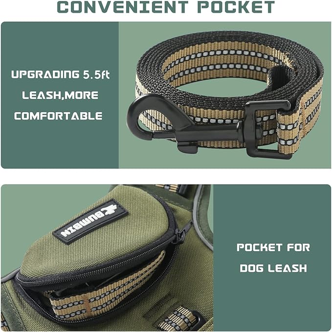 No Pull Dog Harness for Large Dogs, Adjustable No Choke Pet Vest with Dog Leash Fit Smart Reflective Pet Walking Harness for Training Easy Control Soft Handle Green XL