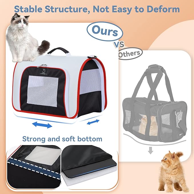 A4Pet Cat Carriers Dog Carrier Pet Carrier, TSA Airline Approved Small Dog Carrier for Cats Dogs Puppies (Up to 15lbs), Washable Soft-Sided Collapsible Travel Puppy Carrier