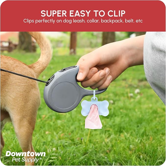 Downtown Pet Supply Scented Poop Bags for Dogs with Dispenser, 1000 Count - Leak-Proof Dog Waste Bags and Bone-Shaped Dog Poop Bags Holder for Leash - Lavender Scented, 12.5" x 8.5"