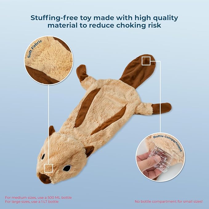 Best Pet Supplies Squeaky Dog Toys with Soft Durable Fabric for Small, Medium and Large Pets Interactive Toy for Indoor Play, Supports Active Biting and Play - Squirrel, Small