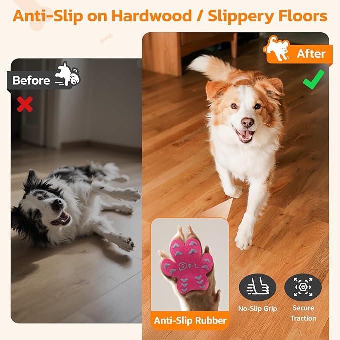 Non-Slip Dog Paw Protector Pads for Senior Dogs, Dog Paw Traction Stickers with Anti-Slip Rubber, Help Dogs Walk on Hardwood Floor, Pink 48pcs, L for 21-40lbs