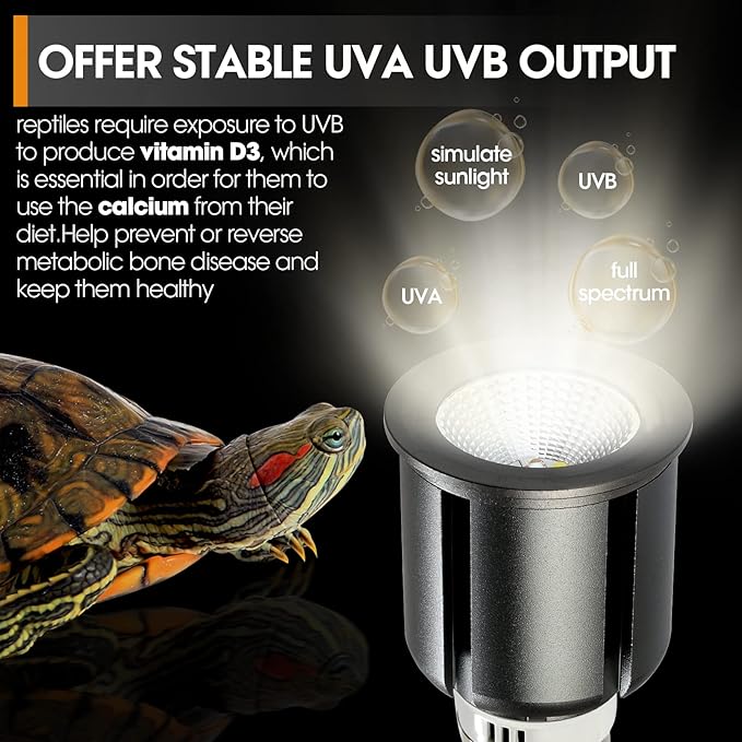 Premium 5.0 UVB Reptile Light,UVA UVB 3W Full Spectrum,Tropical Light Bulb for Optimal Calcium Metabolism,Ideal for Tropical-Dwelling Reptiles Turtle Green Anole