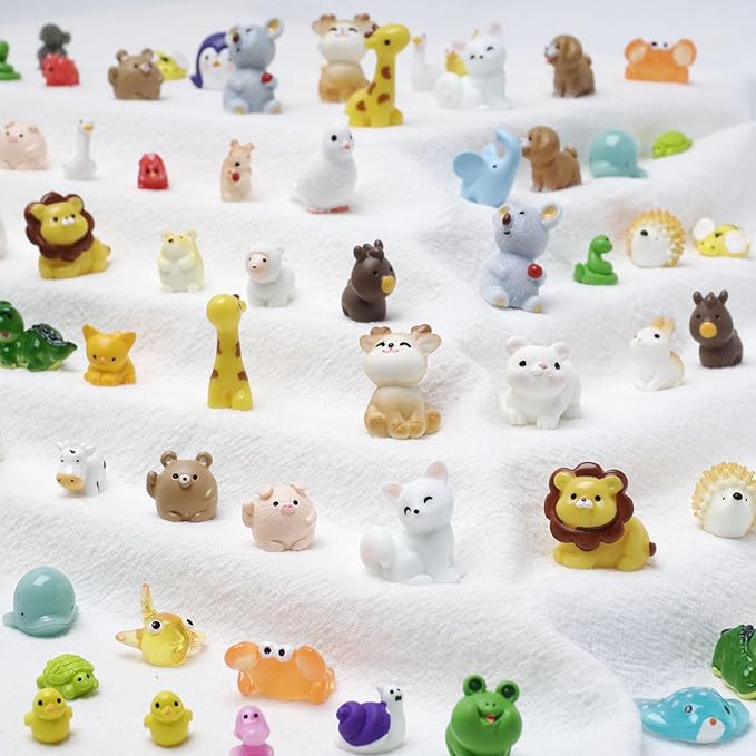 36 Types Forest Mini Resin Animals, Plastic Tiny Animals to Hide, Miniature Animals Figures for Fairy Garden, Dollhouse, Terrariums, Shadowboxes, Cake Topper Decor