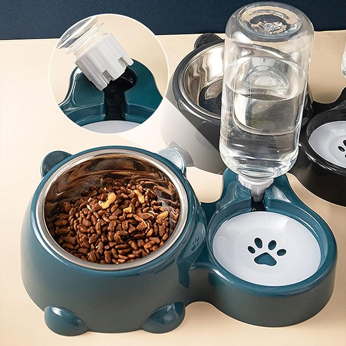 Pet Feeders and Water Dispenser,Removable Stainless Steel Bowl and Automatic Water Dispenser,Pet Feeder and Waterer,for Cats&Dogs