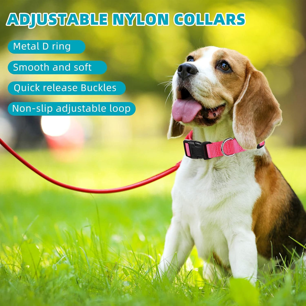 9 Pieces Adjustable Dog Collar for Animal, Soft Nylon Pets Puppy Collar with Quick Release Buckle Holder Bulk for Dogs Walking Running Training(Medium,Retro Colors)
