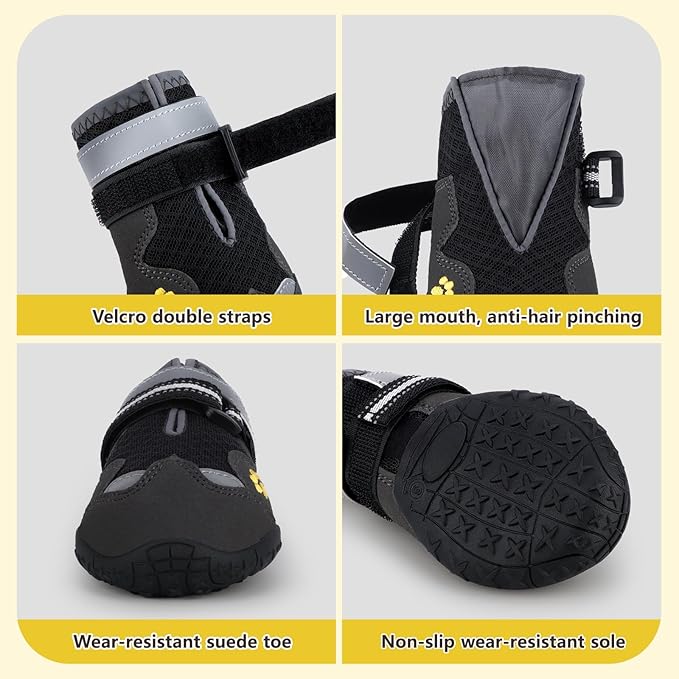 Dog Shoes for Large Medium Small Dog, Mesh Breathable Dog Shoes for Hot Pavement, Anti-Slip Dogs Boots Paw Protectors with Reflective for Outdoor Walking Indoor Hardfloors (Size 6)