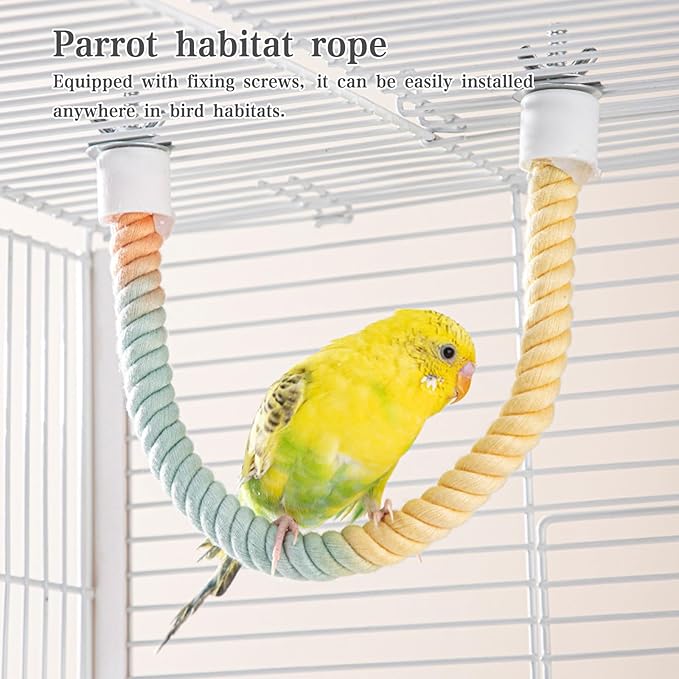 3pcs Gradient Colorful Bird Rope Perch Stand,Bird Cage Climbing Rope Toys Accessories,Bendable Climbing,Parakeet Lovebirds Cockatiels Budgies Play (15.7'',23.6'',39.3''B2)