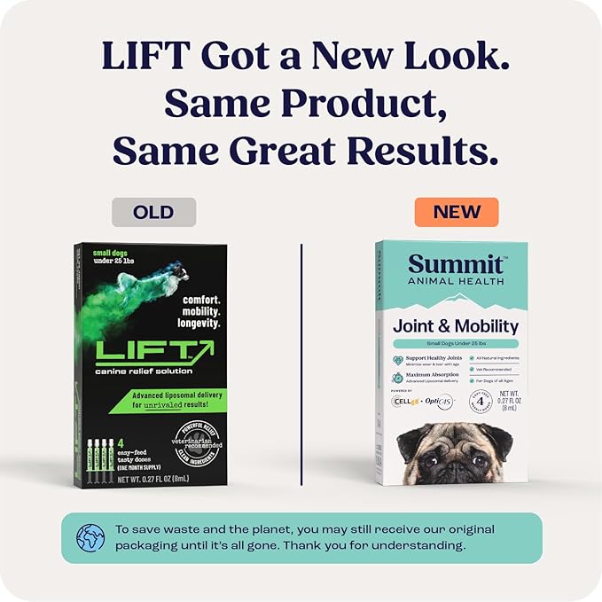 Summit Canine Joint and Mobility Supplement for Small Dogs, All Natural Liquid Chondroitin with Liposomal Delivery for Arthritis, Hip & Joint Support Vitamin, (Dogs <25lbs)