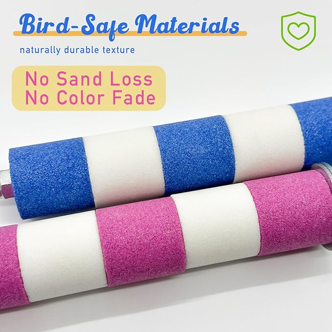Bird Perches for Cage Bird Cage Accessories Toys Parrot Sand Paw Grinding Stick for Budgies Lovebirds Cockatiels Conures Quakers Small to Medium Birds